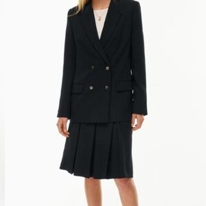 Wilfred Size Medium Classic Black Double-Breasted Blazer Tailored Classic Jacket